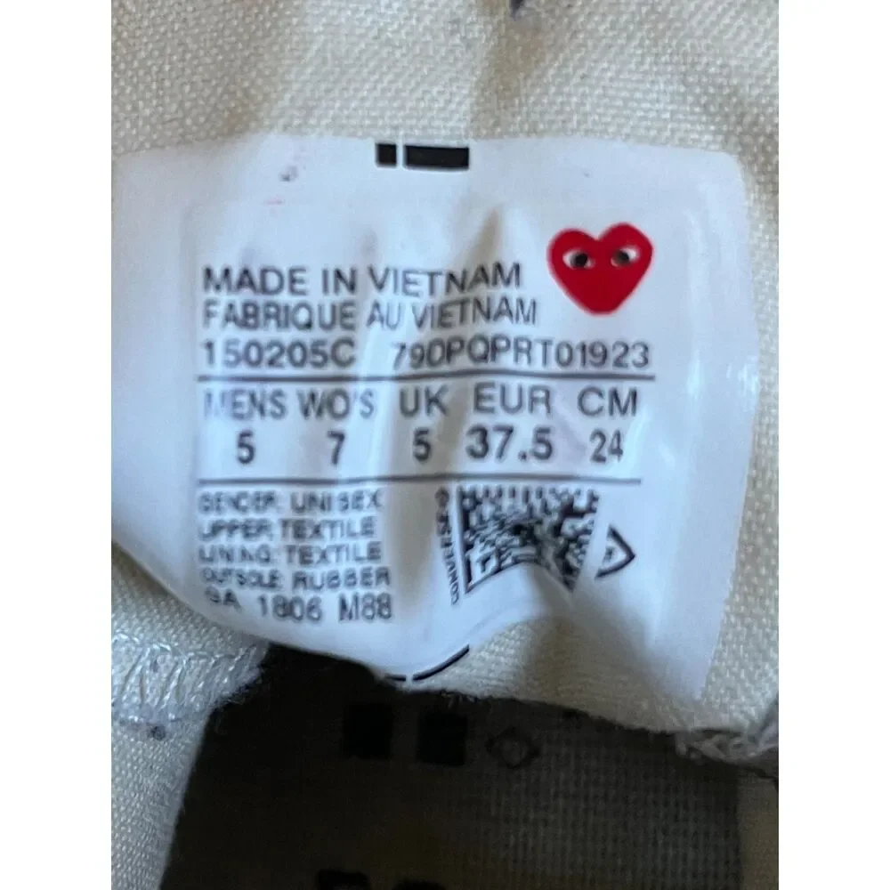 PLAY Comme Des Garcons x Converse White Hearts Sneakers Trainers  Women's Size 7